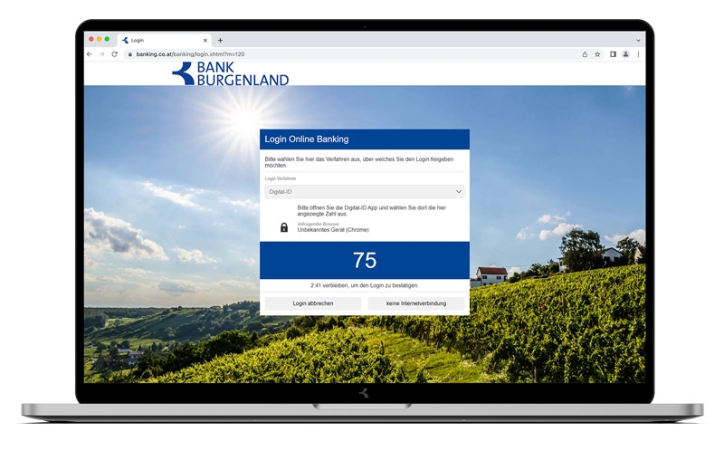 Digital ID App: Laptop Screen 03 ©Bank Burgenland